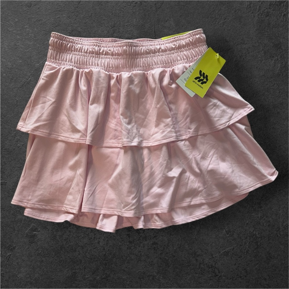 All in Motion Girls Light Pink Tiered Athletic High Rise Skort Size L 10/12